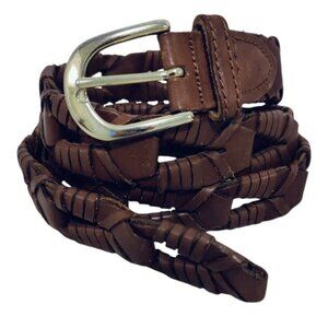 Full Grain Cowhide Belt Women's Large Made In Argentina Brown Western Link Woven